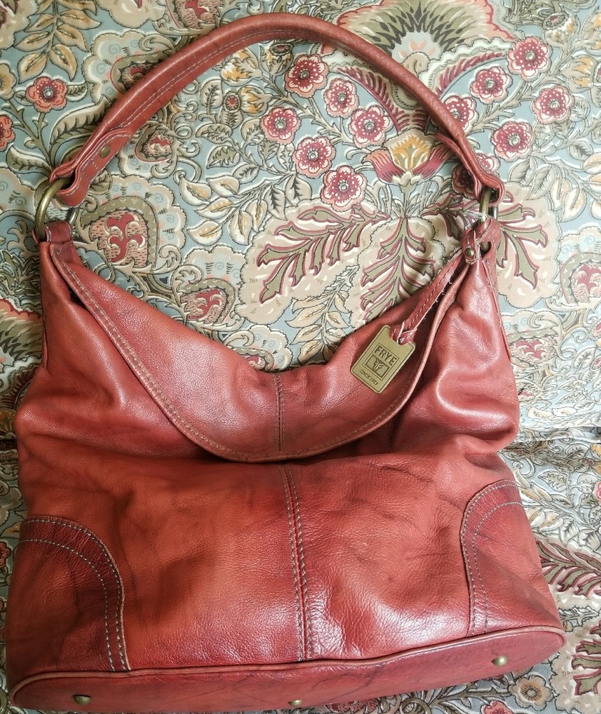 FRYE Red Leather Campus Hobo Bag Purse